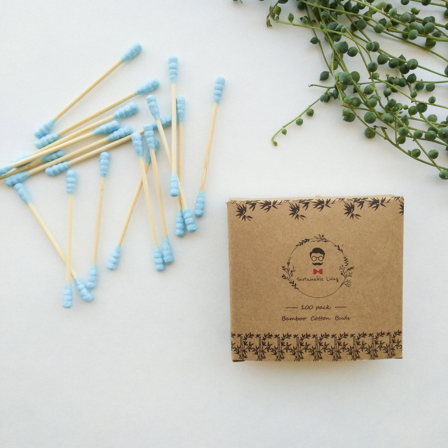 Organic Bamboo Cotton Buds - Biodegradable - 100 Pack: White