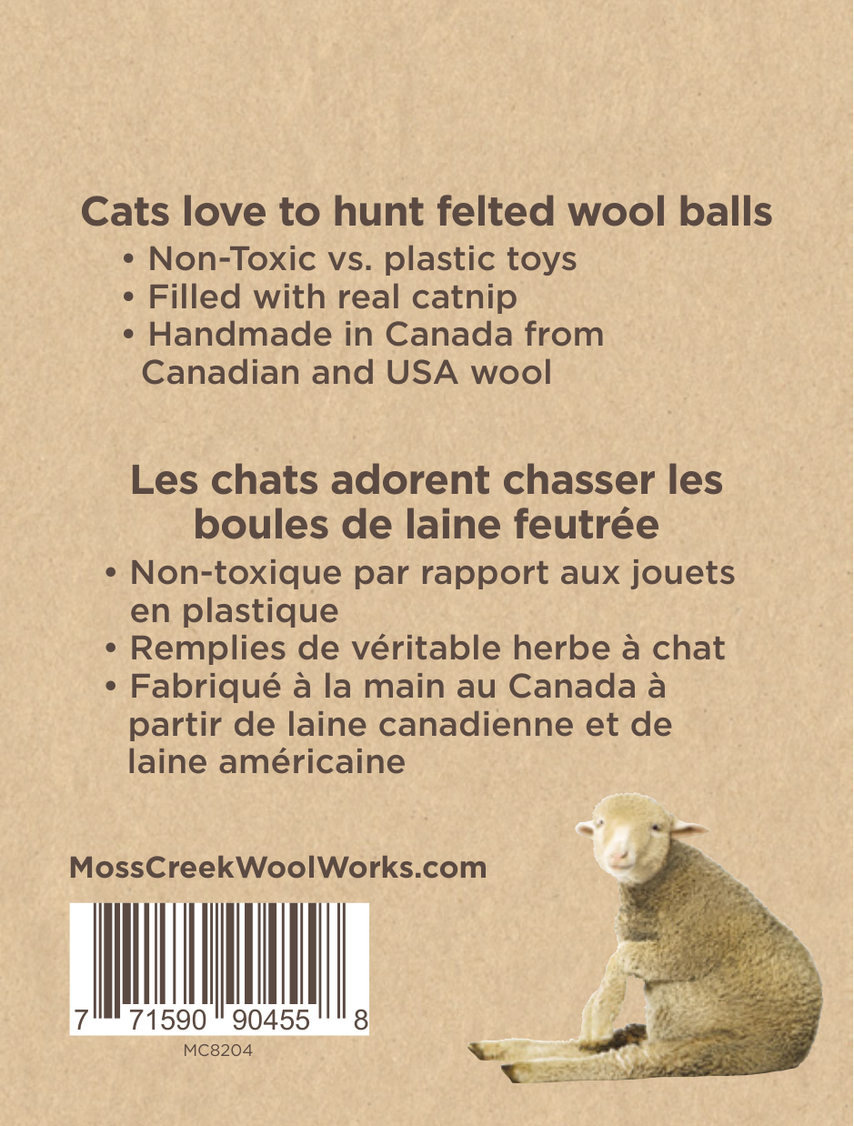 "Catnip Infused" Wool Balls for Felines - Set of 2