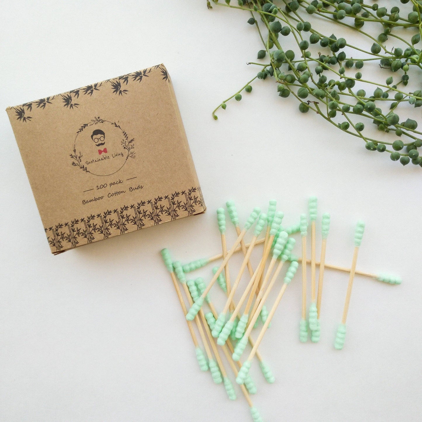 Organic Bamboo Cotton Buds - Biodegradable - 100 Pack: White
