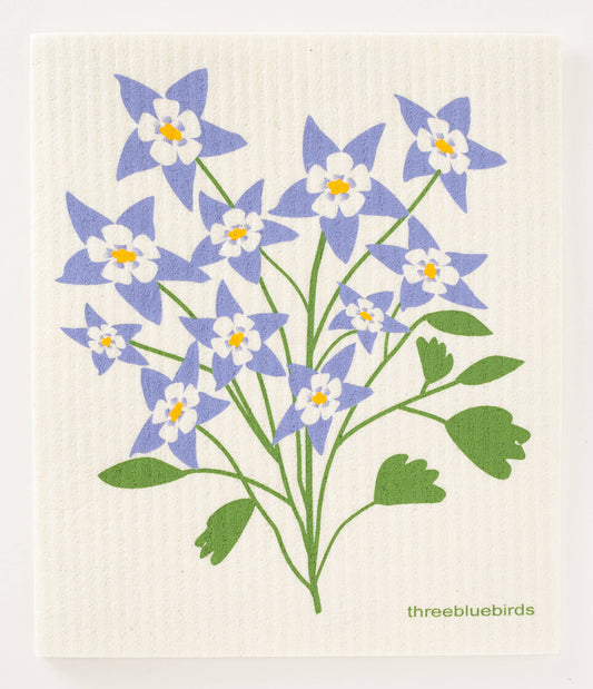 Columbine Flower Swedish Dishcloth